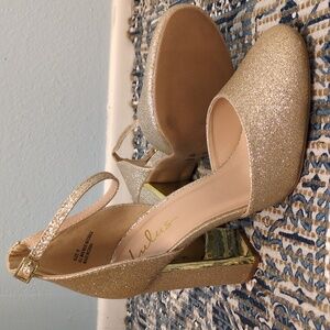 Lulus Gold Sparkle Heels Wedding or Homecoming
